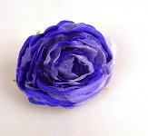 Hlavičky poupat růží s organzou - tm.modré - 6 ks