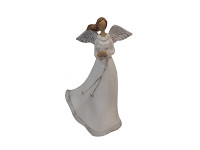 Anděl s rozevlátou sukní a srdíčkem - 13 cm
