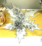 Vánoční hvězda - bílo-stříbrná 25cm