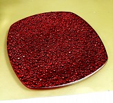 Skleněný tác 15x15 cm - červený krakel 