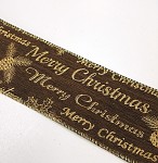 Stuha Merry christmas 65 mm drát - hnědá