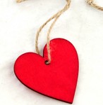Závěsné srdce červené -  10 cm  - 1ks 