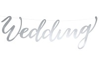 Papírový výsek - nápis WEDDING - stříbrný - 1ks