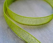 Stuha monofilová zelená 10mm - s kytičkami - 1m   