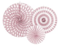 Rozety závěsné vzor - pudrově růžové - 3ks