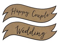 Papírový výsek - nápis wedding a happy couple