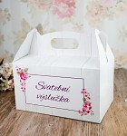 Krabička na výslužku s ouškem - vintage dřevodekor s květy