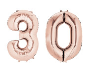 Foliový balonek 102 cm  - číslo 30 - růžovo-zlatý