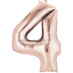 Foliový balonek maxi  - číslo 4 - růžovo-zlatý