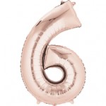Foliový balonek maxi  - číslo 6 - růžovo-zlatý