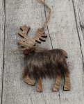 Sob dřevěný závěs s kožešinou 10 cm - natur 
