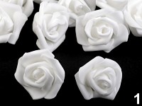 Pěnové hlavičky růží 4 cm bílé -10 ks