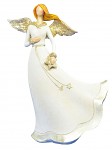 Anděl rozevlátá sukně s hvězdou - bílo-zlatý - 24 cm