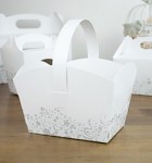 Svatební košíček na koláčky - bílý s motýly