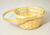 Bambusový košík s výstelkou- pohyblivé ucho - 19 x 11 cm