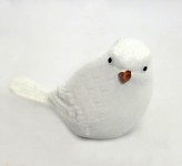 Ptáček bílý třpytivý polystone - 6 cm