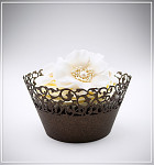 Svatební košíček na dortíky (muffin) - bílý s motýlky