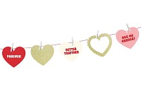 Girlanda papírová se srdíčky a kolíčky 200 cm  - sweet love