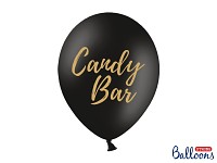 Balonek latex 30 cm - černý se zlatým nápisem Candy bar - 1 ks