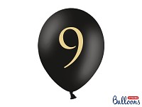 Narozeninový balonek černý - číslo 9 - 5 ks