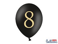 Narozeninový balonek černý - číslo 8 - 5 ks