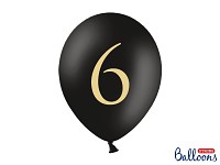 Narozeninový balonek černý - číslo 6 - 5 ks
