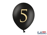 Narozeninový balonek černý - číslo 5 - 5 ks