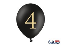 Narozeninový balonek černý - číslo 4 - 5 ks