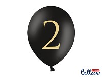 Narozeninový balonek černý - číslo 2 - 5 ks