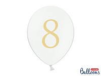 Narozeninový balonek bílý - číslo 8 - 5 ks