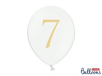 Narozeninový balonek bílý - číslo 7 - 5 ks
