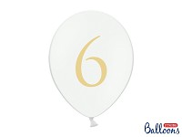 Narozeninový balonek bílý - číslo 6 - 5 ks