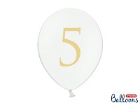 Narozeninový balonek bílý - číslo 5 - 5 ks