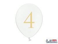Narozeninový balonek bílý - číslo 4 - 5 ks