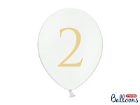 Narozeninový balonek bílý - číslo 2 - 5 ks