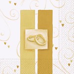 Ubrousky svatební - krémovo-zlaté s prstýnky