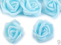 Pěnové hlavičky růží 4cm - modré -10ks