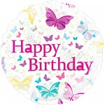 Foliový balonek Happy Birthday - motýlci