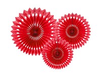Rozety závěsné - červené děrované - 3ks