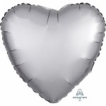 Foliový balonek srdce 45cm - stříbrné