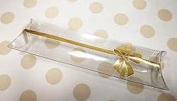 Plastová krabička podélná průhledná 10,5x3,5cm - zlatý dekor