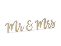 Dřevěný nápis zlatý - Mr. a Mrs. - 50x 10 cm