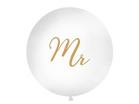 Maxi balon kulatý 1 m - Mr bílo-zlatý