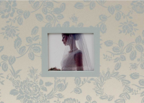 Svatební fotoalbum krémové se stříbrnými květy 24 stran zasunovací - 22x16 cm 