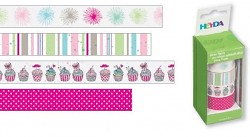 Lepicí pásky dekorační - sv.růžový mix a muffiny