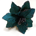 Květ poinsettia sametový zelenomodrý - 15 cm