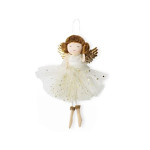 Andělka s tylovou sukní - zlaté třpytky - 15 cm