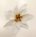 Květ poinsettie sametový krémový - 15 cm
