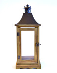 Lucerna dřevo/ kov - hnědá - 44 cm