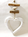 Srdíčko dřevěné závěs 15 cm - bílé
